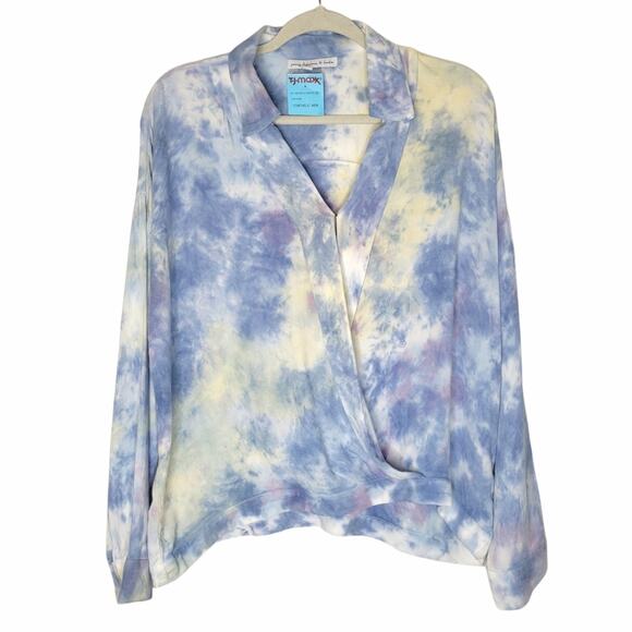 Young Fabulous & Broke Soho Tie Dye Surplice Top Blue Yellow Size Small NWT - Picture 1 of 8